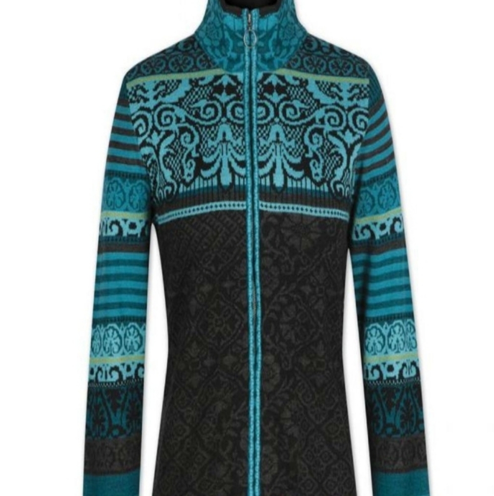 IcelandicDesign M Knit WoolBlend MltcolorFullZipperPocketsLslvs Women's Sweater.